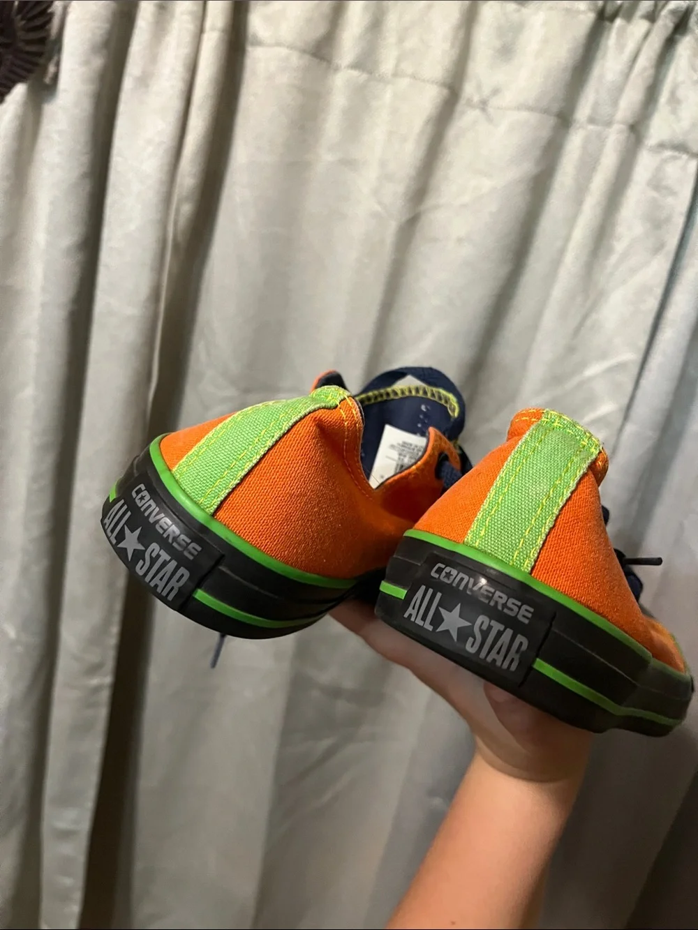 Converse Low Top Sneakers in Orange, Black, Green, Navy - Picture 4 of 5